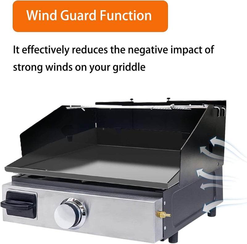 PHYESUVIN Universal Wind Guard and Warming Rack Fit for Griddle Without a Hood from 16" to 28", Wind Screen and Cooking Grid BBQ Griddle Accessories for Blackstone and Other Griddle - Image 4